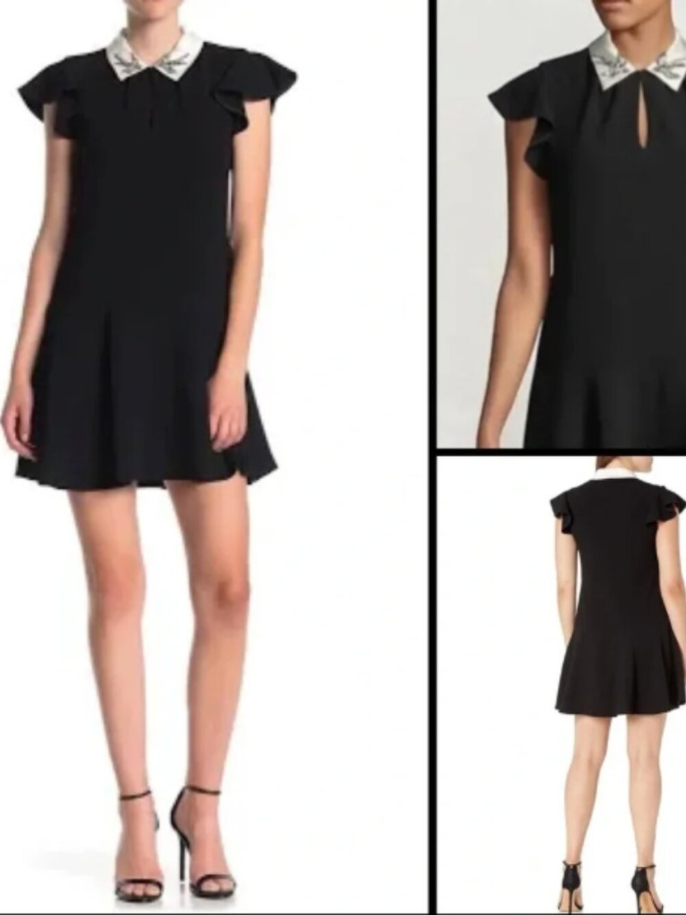 $495 Rebecca Taylor Bird Collar Embellished Silk A-Line Babydoll Unique Dress 4